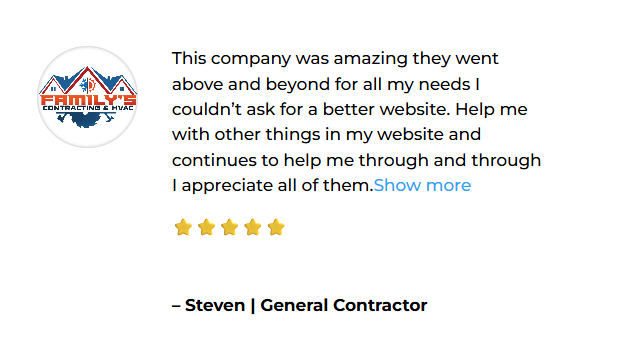 Web design for contractor - Trust & Credibility