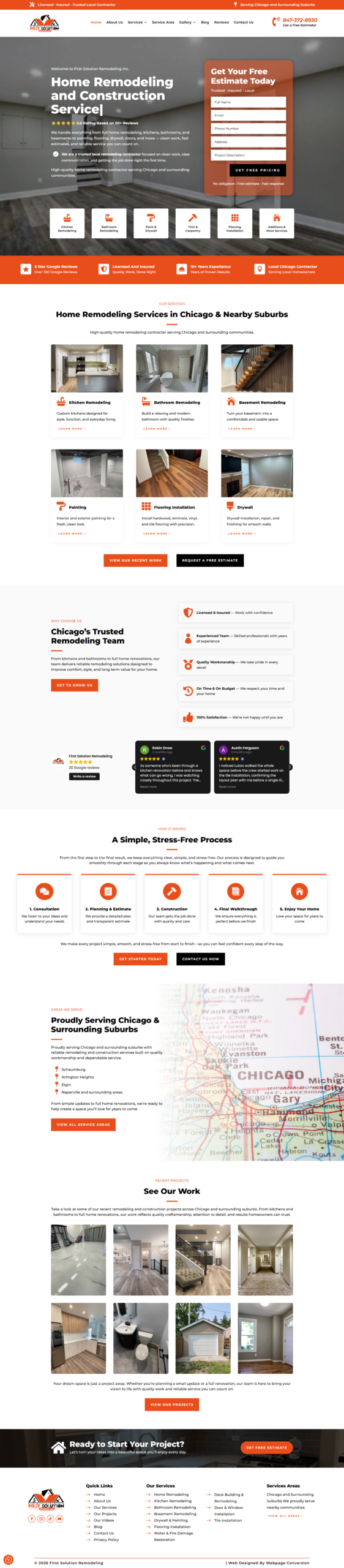 First Solution Remodeling website design project preview