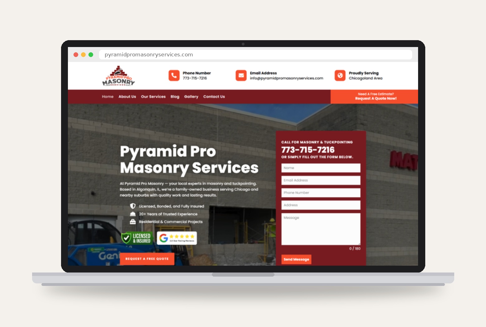 Pyramid Pro Masonry Services website design project preview